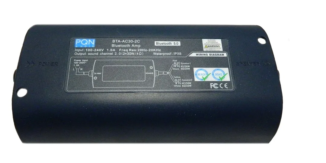 BTA-AC30-2C – PQN ENTRPRIS Amplifier, Bluetooth 2 Channel Output (2 Speakers) 30 Watt/ Channel At 4 Ohm Frequency Res...
